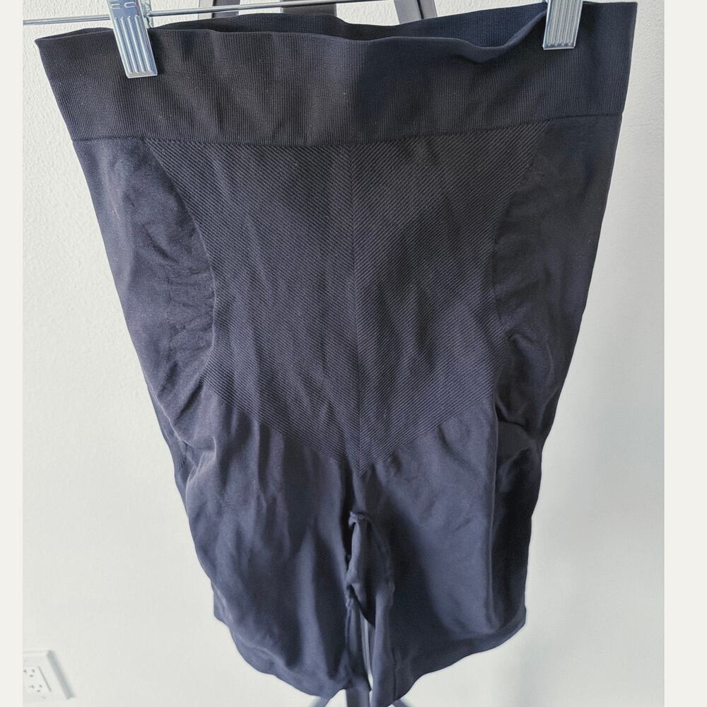 Black High-Waisted Shaping Shorts Compression Panels Ribbed Waistband Size 2X